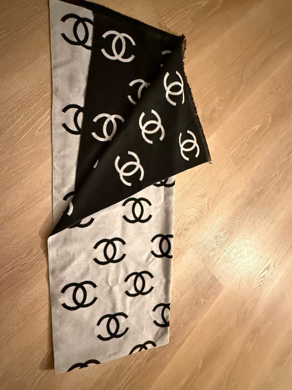 CC style Scarf - Black & White Logo Print